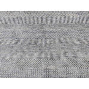 5'10"x5'10" Cloud Gray, Wool and Silk, Grass Design, Hand Knotted, Round Oriental Rug FWR524226