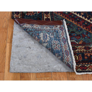5'2"x9'9" Prussian Blue, Vintage Persian Bakhtiari, Even Wear, Pure Wool, Hand Knotted, Wide Runner Oriental Rug FWR524250