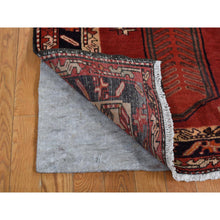 Load image into Gallery viewer, 4&#39;1&quot;x9&#39;7&quot; Chili Red, Vintage Bohemian North West Persian with Large Elements Design, Hand Knotted, Pure Wool, Wide Runner Oriental Rug FWR524256