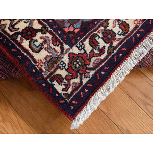 3'7"x4'10" Barn Red, New Persian Bijar, Pure Wool, Hand Knotted, Oriental Rug FWR524268