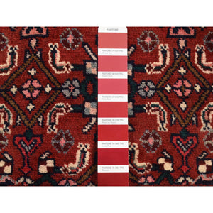 3'7"x4'10" Barn Red, New Persian Bijar, Pure Wool, Hand Knotted, Oriental Rug FWR524268