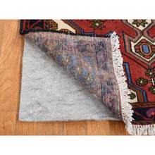 Load image into Gallery viewer, 3&#39;5&quot;x5&#39;3&quot; Cardinals Red, New Persian Hamadan with Cross Design, Pure Wool, Hand Knotted, Oriental Rug FWR524274