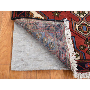 3'5"x5'3" Cardinals Red, New Persian Hamadan with Cross Design, Pure Wool, Hand Knotted, Oriental Rug FWR524274