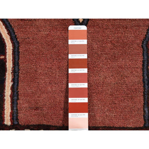 3'6"x4'7" Fire Brick Red, New Open Field Persian Mazlagen, Hand Knotted, Pure Wool, Oriental Rug FWR524280
