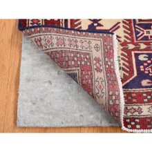 Load image into Gallery viewer, 3&#39;8&quot;x10&#39; Independence Blue, Vintage Persian Northeast, Oblengated Geometric Motifs, Pure Wool, Hand Knotted, Wide Runner Oriental Rug FWR524316