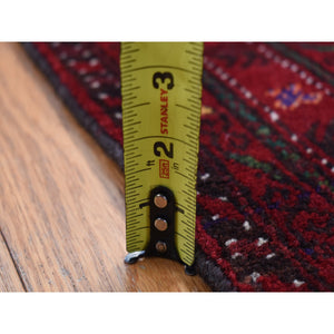 3'7"x6'5" Dark Chocolate Brown, Vintage Persian Baluch, Serrated Repetitive Geometrical Medallion Design, Excellent Condition, Pure Wool, Hand Knotted, Oriental Rug FWR524352