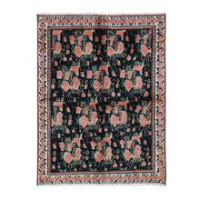Load image into Gallery viewer, 4&#39;9&quot;x6&#39;6&quot; Light Salmon Red, Vintage Persian Repetitive Geometrical Flower Bouquet Design, Pure Wool, Hand Knotted, Oriental Rug FWR524382