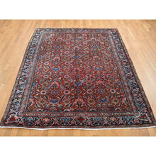 Load image into Gallery viewer, 7&#39;3&quot;x9&#39;7&quot; Fire Brick Red, Antique Persian Heriz with Fish Mahi All Over Design, Full Pile, Hand Knotted, Mint Condition, Pure Wool, Clean, Oriental Rug FWR524406