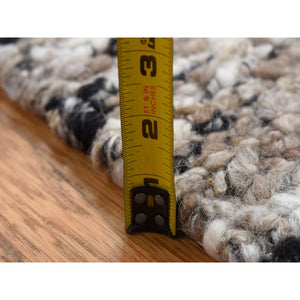 1'9"x1'9" Salt and Pepper Color, 100% Wool, Hand Knotted, Salt and Pepper Design, Sample Fragment, Square Oriental Rug FWR524466