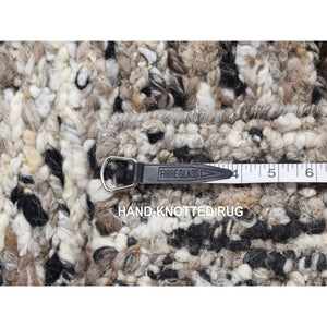 1'9"x1'9" Salt and Pepper Color, 100% Wool, Hand Knotted, Salt and Pepper Design, Sample Fragment, Square Oriental Rug FWR524466