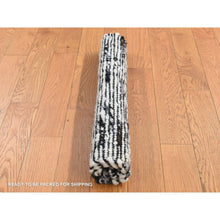 Load image into Gallery viewer, 2&#39;x2&#39; Ivory with Black, 100% Wool, Looped and Uncut Pile, Big Knots, Hand Loomed, Natural Undyed Wool, Sample Fragment, Square Oriental Rug FWR524472