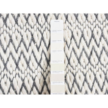 Load image into Gallery viewer, 2&#39;2&quot;x2&#39;2&quot; Ivory, Looped and Uncut Flat Weave Pile, 100% Wool, Hand Woven, Big Knots, Natural Undyed Wool, Sample Fragment, Square Oriental Rug FWR524490
