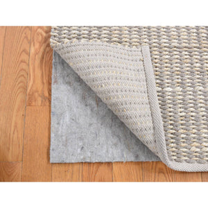 2'3"x2'3" Taupe, Looped and Uncut Flat Pile, Looped Finish, Natural Undyed Wool, 100% Wool, Hand Loomed, Sample Fragments, Square Oriental Rug FWR524502