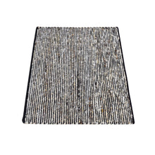 Load image into Gallery viewer, 1&#39;10&quot;x2&#39;1&quot; Ivory with Black, 100% Wool, Hand Loomed, Looped and Uncut Flat Pile, Natural Undyed Wool, Sample Fragment, Oriental Rug FWR524520