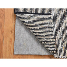 Load image into Gallery viewer, 1&#39;10&quot;x2&#39;1&quot; Ivory with Black, 100% Wool, Hand Loomed, Looped and Uncut Flat Pile, Natural Undyed Wool, Sample Fragment, Oriental Rug FWR524520
