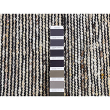Load image into Gallery viewer, 1&#39;10&quot;x2&#39;1&quot; Ivory with Black, 100% Wool, Hand Loomed, Looped and Uncut Flat Pile, Natural Undyed Wool, Sample Fragment, Oriental Rug FWR524520