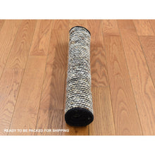 Load image into Gallery viewer, 1&#39;10&quot;x2&#39;1&quot; Ivory with Black, 100% Wool, Hand Loomed, Looped and Uncut Flat Pile, Natural Undyed Wool, Sample Fragment, Oriental Rug FWR524520