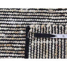 Load image into Gallery viewer, 1&#39;10&quot;x2&#39;1&quot; Ivory with Black, 100% Wool, Hand Loomed, Looped and Uncut Flat Pile, Natural Undyed Wool, Sample Fragment, Oriental Rug FWR524520