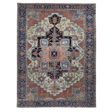 Load image into Gallery viewer, 9&#39;9&quot;x12&#39;6&quot; Daisy White, Antique Persian Serapi Heriz, Even Wear, Hand Knotted, Pure Wool, Sides and Ends Professionally Secured, Cleaned, Harmonizing Color Combination, Oriental Rug FWR524544