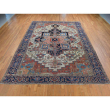 Load image into Gallery viewer, 9&#39;9&quot;x12&#39;6&quot; Daisy White, Antique Persian Serapi Heriz, Even Wear, Hand Knotted, Pure Wool, Sides and Ends Professionally Secured, Cleaned, Harmonizing Color Combination, Oriental Rug FWR524544