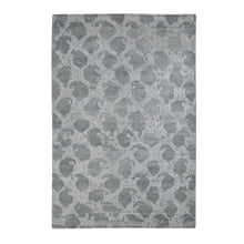 Load image into Gallery viewer, 5&#39;10&quot;x9&#39; Gainsboro Gray, Oushak Repetitive Botteh Design with Washed Out Colors, Pure Wool, Hand Knotted, Oriental Rug FWR524562