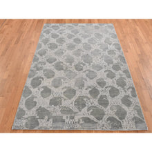 Load image into Gallery viewer, 5&#39;10&quot;x9&#39; Gainsboro Gray, Oushak Repetitive Botteh Design with Washed Out Colors, Pure Wool, Hand Knotted, Oriental Rug FWR524562
