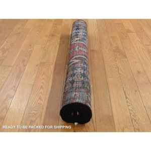3'5"x5' Cardinals Red, New Persian Mazlagan with Zig Zag Open Field Geometric Design, Pure Wool, Hand Knotted, Oriental Rug FWR524592