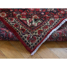 Load image into Gallery viewer, 3&#39;4&quot;x5&#39;6&quot; Maroon Red, Vintage Fish Mahi Herat Design with A Blossom Center, Clean, Hand Knotted, Pure Wool, Oriental Rug FWR524598