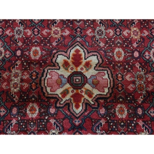 3'4"x5'6" Maroon Red, Vintage Fish Mahi Herat Design with A Blossom Center, Clean, Hand Knotted, Pure Wool, Oriental Rug FWR524598