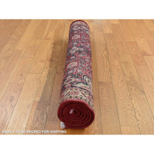 Load image into Gallery viewer, 3&#39;4&quot;x5&#39;6&quot; Maroon Red, Vintage Fish Mahi Herat Design with A Blossom Center, Clean, Hand Knotted, Pure Wool, Oriental Rug FWR524598
