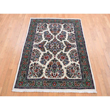 Load image into Gallery viewer, 4&#39;4&quot;x6&#39;8&quot; Ivory, New Persian Sarouk, Higher KPSI, Pure Wool, Hand Knotted, Thick and Plush, Oriental Rug FWR524622