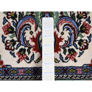 4'4"x6'8" Ivory, New Persian Sarouk, Higher KPSI, Pure Wool, Hand Knotted, Thick and Plush, Oriental Rug FWR524622