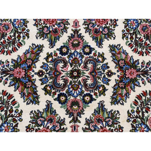 4'4"x6'8" Ivory, New Persian Sarouk, Higher KPSI, Pure Wool, Hand Knotted, Thick and Plush, Oriental Rug FWR524622