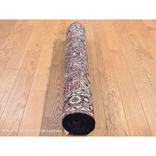 Load image into Gallery viewer, 3&#39;x6&#39;2&quot; Prismatic Red, Vintage Persian Hamadan, All Over Fish Mahi Design with Center Flower, Some Wear, Clean, Pure Wool, Hand Knotted, Runner Oriental Rug FWR524628