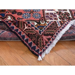 3'4"x4'9" Imperial Red, Vintage Persian Hamadan, Pure Wool, Hand Knotted, Oriental Rug FWR524646