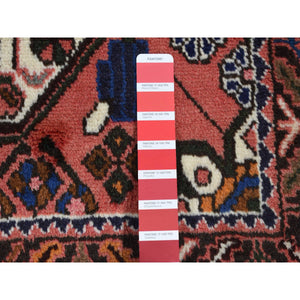 3'4"x4'9" Imperial Red, Vintage Persian Hamadan, Pure Wool, Hand Knotted, Oriental Rug FWR524646