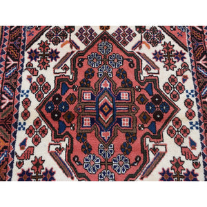 3'4"x4'9" Imperial Red, Vintage Persian Hamadan, Pure Wool, Hand Knotted, Oriental Rug FWR524646