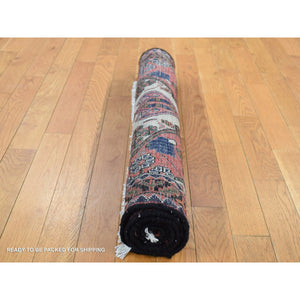 3'4"x4'9" Imperial Red, Vintage Persian Hamadan, Pure Wool, Hand Knotted, Oriental Rug FWR524646