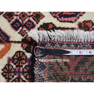 3'4"x4'9" Imperial Red, Vintage Persian Hamadan, Pure Wool, Hand Knotted, Oriental Rug FWR524646