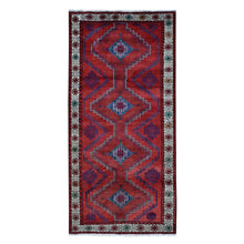 Load image into Gallery viewer, 3&#39;8&quot;x7&#39;9&quot; Barn Red, Vintage Persian Hamadan, Full Pile, Mint Condition, Pure Wool, Hand Knotted, Wide Runner Oriental Rug FWR524658