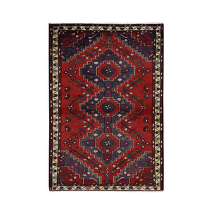 3'5"x5' Cardinals Red, New Bohemian Persian Malayer, Pure Wool, Tribal Design, Hand Knotted, Oriental Rug FWR524682