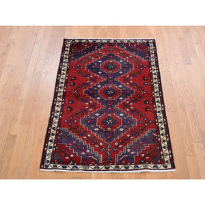 3'5"x5' Cardinals Red, New Bohemian Persian Malayer, Pure Wool, Tribal Design, Hand Knotted, Oriental Rug FWR524682