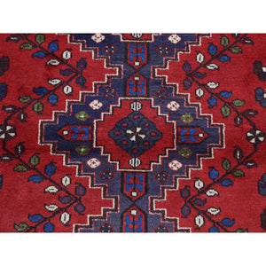 3'5"x5' Cardinals Red, New Bohemian Persian Malayer, Pure Wool, Tribal Design, Hand Knotted, Oriental Rug FWR524682