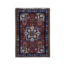 Load image into Gallery viewer, 3&#39;4&quot;x4&#39;10&quot; Cardinals Red, New Bohemian Persian Hamadan Flower Bouquet Design, Pure Wool, Hand Knotted, Oriental Rug FWR524706