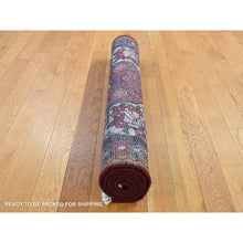 Load image into Gallery viewer, 3&#39;4&quot;x4&#39;10&quot; Cardinals Red, New Bohemian Persian Hamadan Flower Bouquet Design, Pure Wool, Hand Knotted, Oriental Rug FWR524706