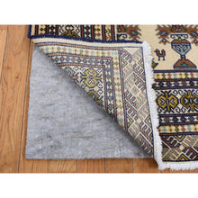 Load image into Gallery viewer, 4&#39;3&quot;x5&#39;7&quot; Cream Color, Hand Knotted, Pure Wool, Turkoman Bokara, Geometric Motif Repetitive Vase Design, Oriental Rug FWR524718