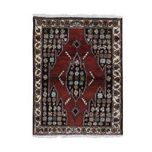 Load image into Gallery viewer, 3&#39;6&quot;x4&#39;8&quot; Barn Red, New Persian Mazlagan, Open Field Geometric Design, Pure Wool, Hand Knotted, Oriental Rug FWR524724