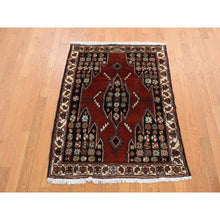 Load image into Gallery viewer, 3&#39;6&quot;x4&#39;8&quot; Barn Red, New Persian Mazlagan, Open Field Geometric Design, Pure Wool, Hand Knotted, Oriental Rug FWR524724