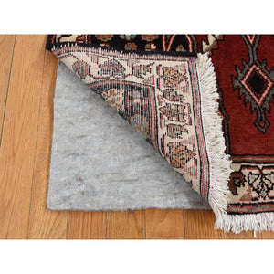 3'6"x4'8" Barn Red, New Persian Mazlagan, Open Field Geometric Design, Pure Wool, Hand Knotted, Oriental Rug FWR524724