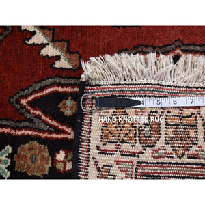 3'6"x4'8" Barn Red, New Persian Mazlagan, Open Field Geometric Design, Pure Wool, Hand Knotted, Oriental Rug FWR524724